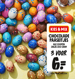  paaseitjes 1 3 6 200 mix chocolade soorten zakjes 