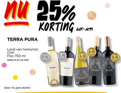  terra pura rode wijn witte 2 17 18 25 750 land chili fles ml 7 5 hamersma 8 alcohol chile reserva colchagua sauvignon blanc carmenere single vineyard chardonnay 0.0 casablanca cabernet 