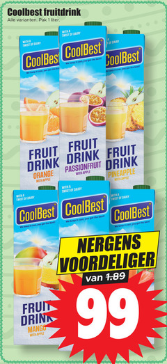  coolbest vruchtensap 1 99 fruitdrink pak liter with twist dairy it cool you bes best fruit drink passionfruit orange apple pineapple mango 