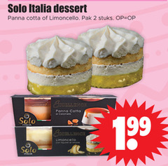  2 solo italia dessert panna cotta limoncello pak stuks excellence caramello limone 