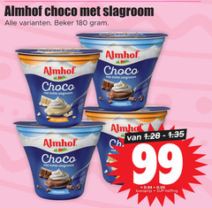  almhof toetje 99 180 choco slagroom beker wit vanille tall basisprijs heffing 