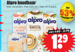  1 3 alpro houdbaar pak ml liter pack sugars roasted almond barista mediterranean vanilla plant based des paaskorting 