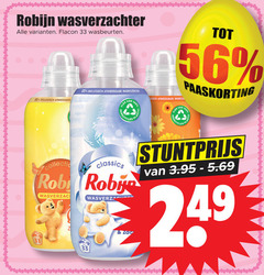  robijn wasverzachter 33 100 flacon wasbeurten biologisch afbreekbare ingredienten fles strategisch paaskorting classics rob 