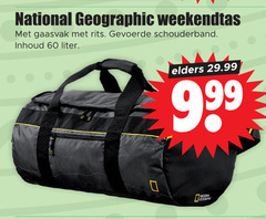  60 national geographic weekendtas gaasvak rits gevoerde schouderband inhoud liter elders 