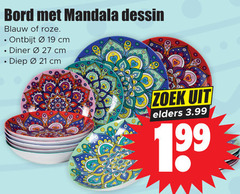  ontbijtborden dinerborden 19 27 bord mandala dessin blauw roze ontbijt cm diner diep zoek elders 3.99 