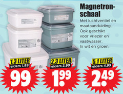  99 micro box liter elders 3.99 magnetron schaal luchtventiel maataanduiding vriezer vaatwasser wit groen 5.1 