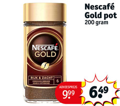  nescafe oploskoffie 6 200 gold pot rijk zacht zorgvuldig gebrande arabica koffiebonen 