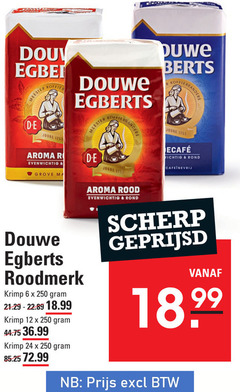  douwe egberts koffie 6 12 24 250 meester branders joure aroma r evenwichtig grove rood rond roodmerk krimp scherp geprijsd 