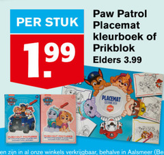  stuk paw patrol placemat kleurboek prikblok elders 3.99 push out pictures winkels aalsmeer 