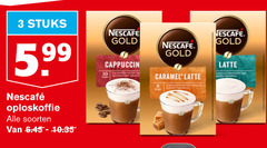  nescafe oploskoffie 3 8 10 stuks 5.99 soorten gold cappuccino caramel latte blend with high 