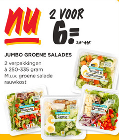  2 150 jumbo groene salades salade rauwkost tomaat komkommer romatomaten italiaans caesar croutons yoghurt boeren kaas 