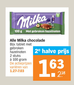  milka chocolade 2 100 gebroken hazelnoten tablet stuks varieeren 2e halve 