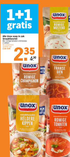  1 2 unox soep zak romige tomaten zakken varieeren champignon ui bieslook eiwitten mosterd hartige spekjes zachte room fijngesneden peterselie franse uien grofgesneden zwarte peper laurier heldere kippen malse stukjes kip wortel doperwtjes vermicelli rijk zongedroogde tomaat mascarpone basilicum 