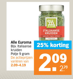  euroma kruiden 9 25 100 209 279 italiaanse potje varieeren peterselie oregano basilicum puur 
