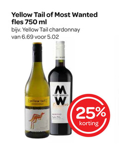  25 750 yellow tail wanted fles ml chardonnay tall host 