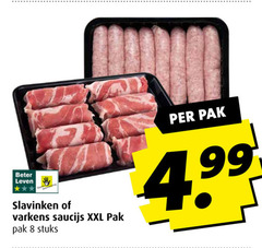  2 8 beter leven slavinken varkens saucijs xxl pak stuks 