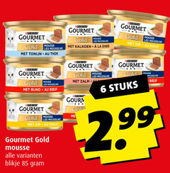  6 purina gourmet gold mousse les tonijn thon kalkoen la kip poulet rund boeuf blikje zalm cola stuks 