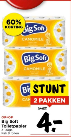  toiletpapier 2 3 8 60 big soft camomile pakken pak rollen 