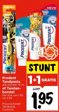  1 jaar cool prodent fresh gel milde tandpasta soorten ml tanden borstel stuk coolmint 