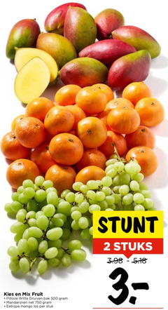  2 500 750 mix fruit pitloze witte druiven bak mandarijnen eetrijpe mango stuk stuks 