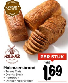  bakkerij molenaer molenaersbrood tarwe drents bruin pompoen donker meergranen stuk 