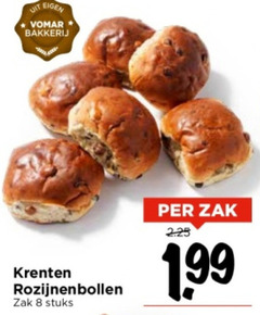  8 bakkerij krenten rozijnenbollen zak stuks 