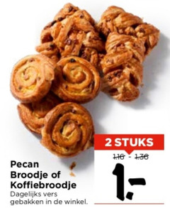  2 pecan broodje koffiebroodje dagelijks vers gebakken stuks 