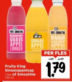  1 100 750 guave sap mango passievrucht appel sinaas limoen fles fruity king sinaasappelsap liter smoothie ml 