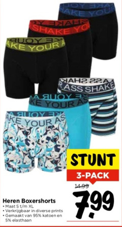  3 5 your shake yo heren boxershorts maat xl prints gemaakt katoen elasthaan pack 