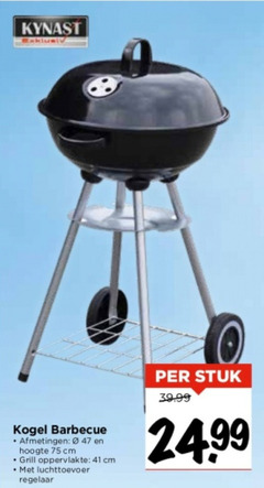  kynast kogel barbecue hoogte cm grill oppervlakte luchttoevoer regelaar stuk 