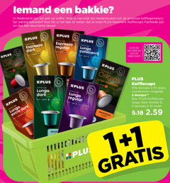  plus huismerk koffiecups 1 2 6 8 10 12 15 bakkie nederland koffie namelijk nederlanders wereld fijn fairtrade duurzame origins espresso lungo dark zacht 11-12 krachig regular zocht l colombia aluminium cups scan code lees doosjes stuks combineren sterkte 