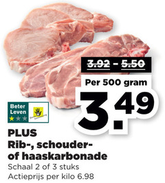  2 3 500 beter leven rib haaskarbonade schaal stuks actieprijs kilo 