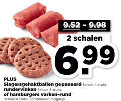  2 3 4 schalen slagersgehaktballen gepaneerd schaal stuks rundervinken hamburgers varken rund combineren 