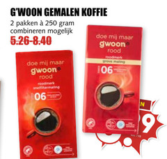  gwoon koffie 2 9 250 gemalen pakken combineren rood roodmerk 06 grove maling kilo 