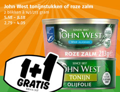  2 john west tonijnstukken roze zalm blikken kilo v.a. wild alaska since tonijn olijfolie nature rijk 