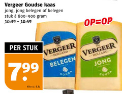  vergeer goudse kaas jong belegen stuk kilo v.a. holland gouda 