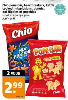  1 2 pom bear heartbreakers kettle cooked donuts xxl flippies popchips zakken spaar zegel mix paprika bar original 99 kilo v.a. 