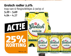  grolsch radler bier 6 25 2.0 tray blikjes 30 33 liter v.a. 