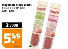  2 stegeman droge worst stuks kilo v.a. cervelaat salami wild 