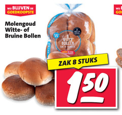  8 150 molengoud witte- bruine bollen witte zak stuks 