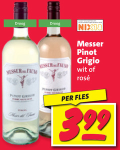  witte wijn rode 18 droog pinot alcohol tabak nix18 grigio wit rosee fles 3.99 