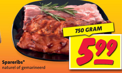  750 spareribs naturel gemarineerd 