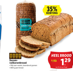  15 35 sesam volkoren dag vers volkorenbrood rijk vezels boordevol granen brood 