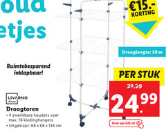  16 30 ruimtebesparend inklapbaar drooglengte livarno home droogtoren zwenkbare houders kledinghangers cm stuk lidl.nl 