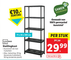  4 5 25 35 50 100 180 livarno home stellingkast kunststof rek planken belasting bovenste plank duurzaam gemaakt gerecycled cm stuk lidl.nl 