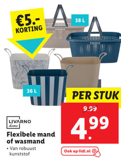  36 l stuk livarno home flexibele mand wasmand robuust kunststof lidl.nl 