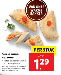  warme bakker verse mini calzone pizza margherita www.lidl.nl filiaal stuk 