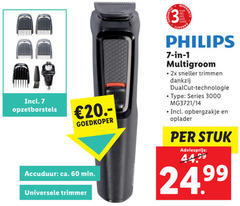  1 3 7 14 60 opzetborstels goedkoper accuduur ca. min universele trimmer year philips multigroom 2x trimmen technologie series opbergzakje oplader stuk 