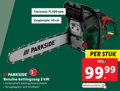  2 3 45 toerental tpm zaaglengte cm iii parkside benzine kettingzaag automatisch kettingsmeersysteem terugslagrem anti kickback hide stuk lidl.nl 