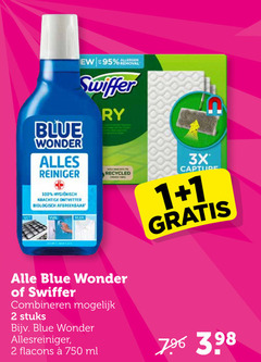  1 2 100 750 vet blue wonder reiniger hygienisch ontvetter biologisch afbreekbaar vuil val swiffer recycled combineren stuks allesreiniger ml 3x capture 